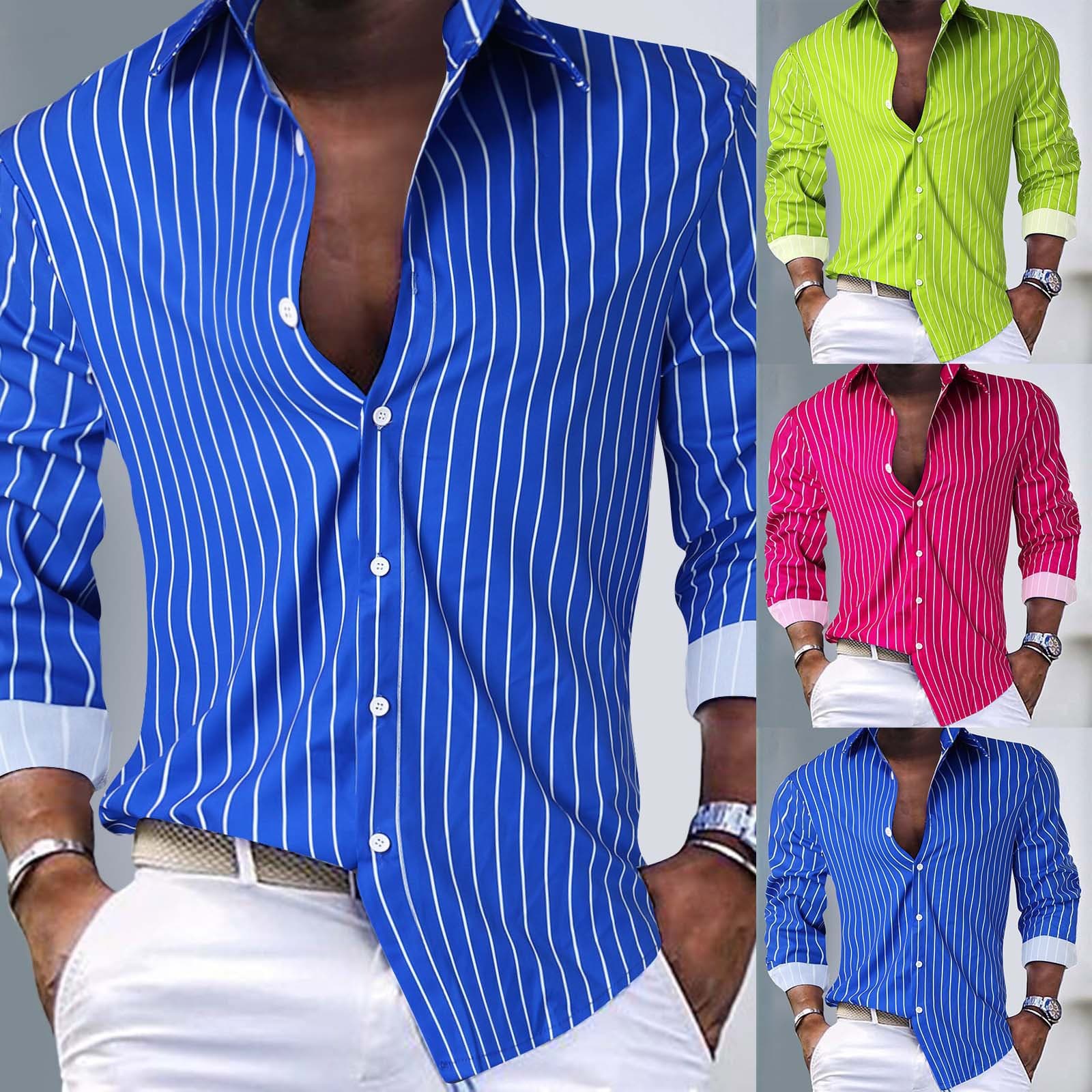 Men’s Clothing Autumn And Winter Men's Striped Lapel Cardigan Hot Sale Striped Long Sleeve Shirt
