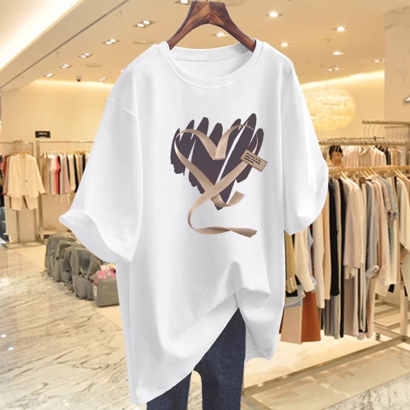 Women's Clothing New Pure Cotton Short Sleeved T Shirt For Women With Round Neck Basic Printed Bottoming Shirt Slim Fit Ins Age Reducing T Shirt