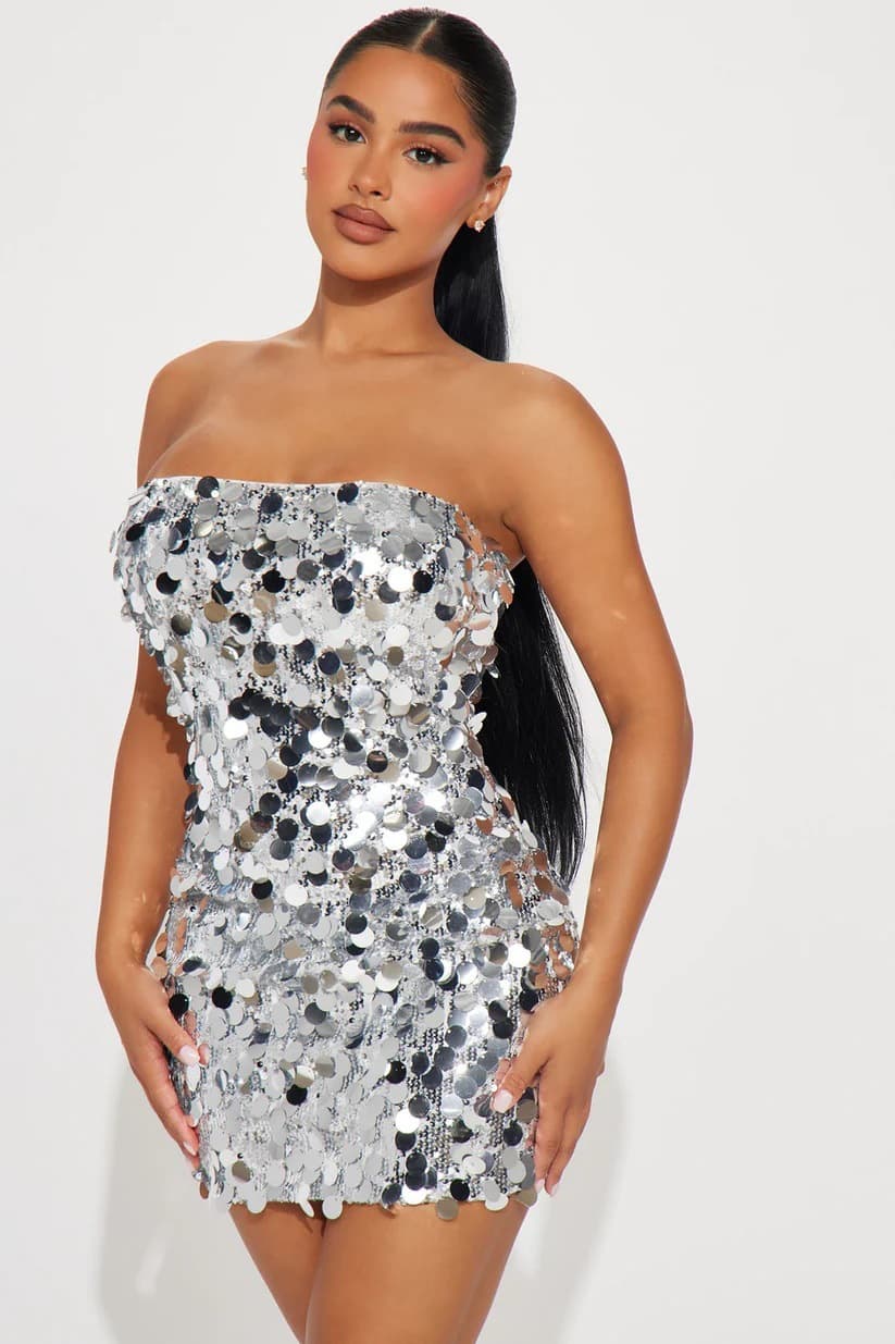 Women's Sleeveless Sequin Tube Top Sexy Off-Shoulder Dress Solid Color European And American Style Hot 2025 Fashion Hip Dress