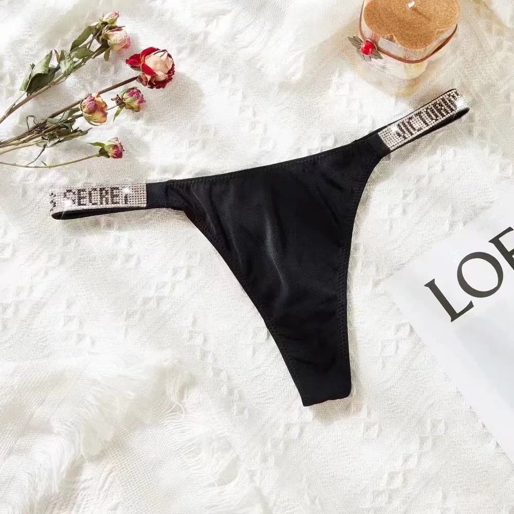 Sans couture VS lettre Glitter G String String culotte femme
