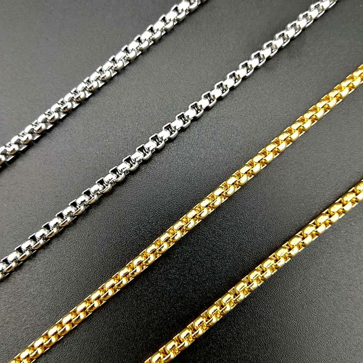 Stainless steel vacuum color preservation vacuum plated K gold square pearl necklace