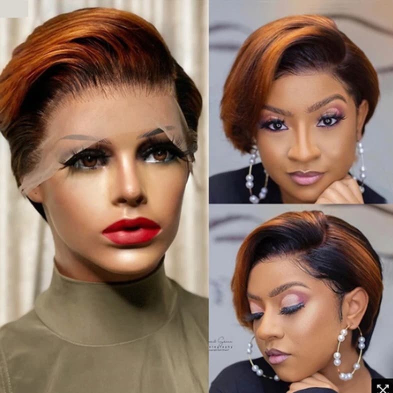 short wig wig women's fashion dyed short straight hair chemical fiber hair Hood