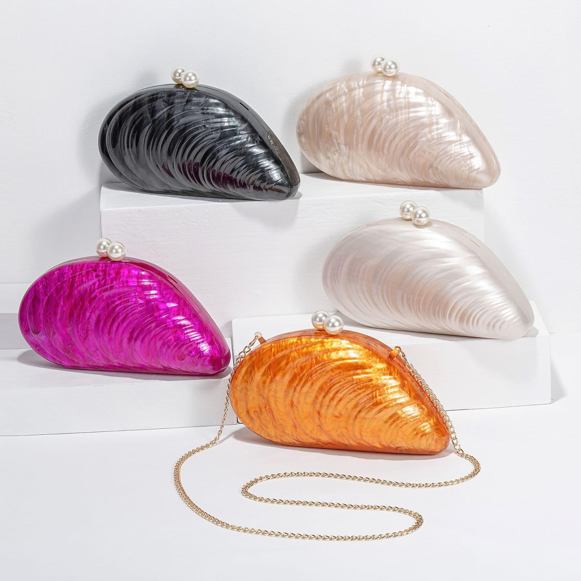 Single Shoulder Crossbody Bag Special Shaped Shell Acrylic Bag Fashion Wedding Dinner Clutch Bag
