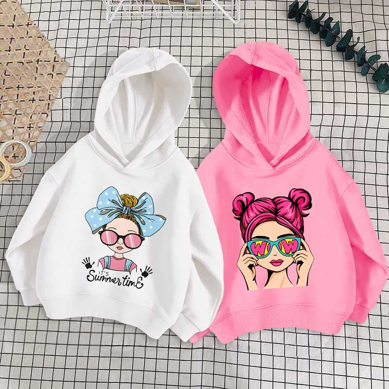 Kid's Clothing girls sweatshirt thin 2024 new style children's spring and autumn long sleeved loose top pullover hooded jacket