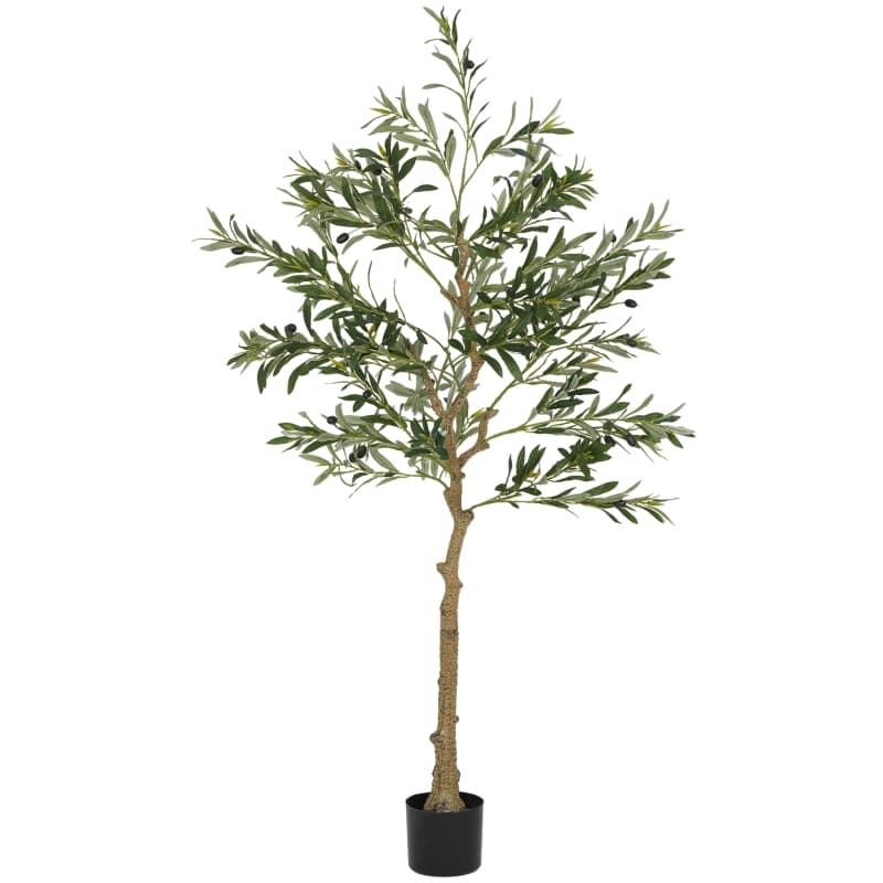 Künstlicher Olivenbaum 150 Cm, Mit 720 Blättern Und 40 Oliven, Im Stabilen Blumentopf