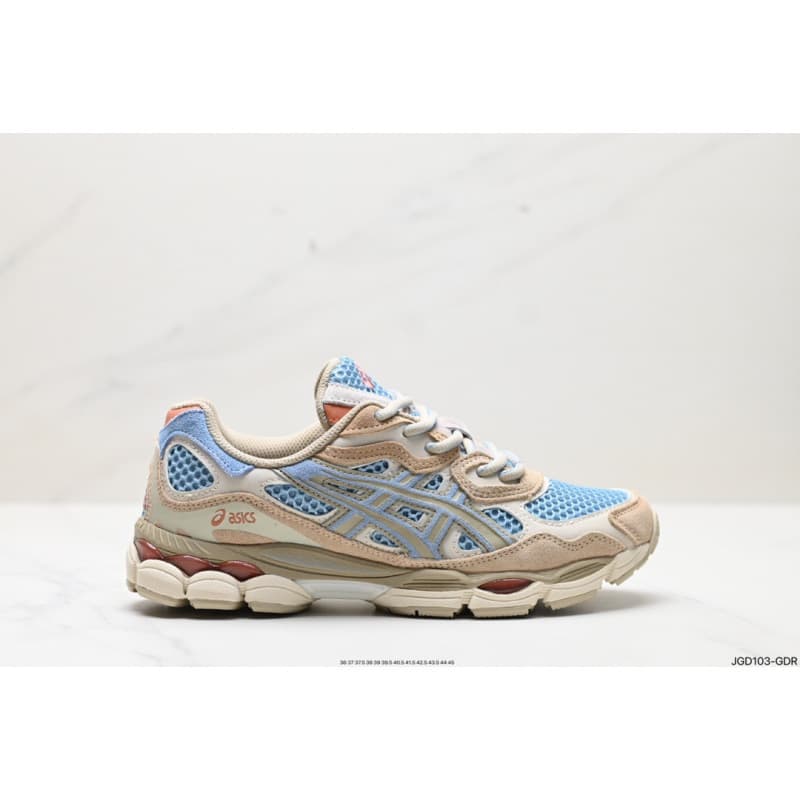 Chaussures de course basses, respirantes et amortissantes, en maille patchwork bleue, résistantes à l'usure, style pur et original