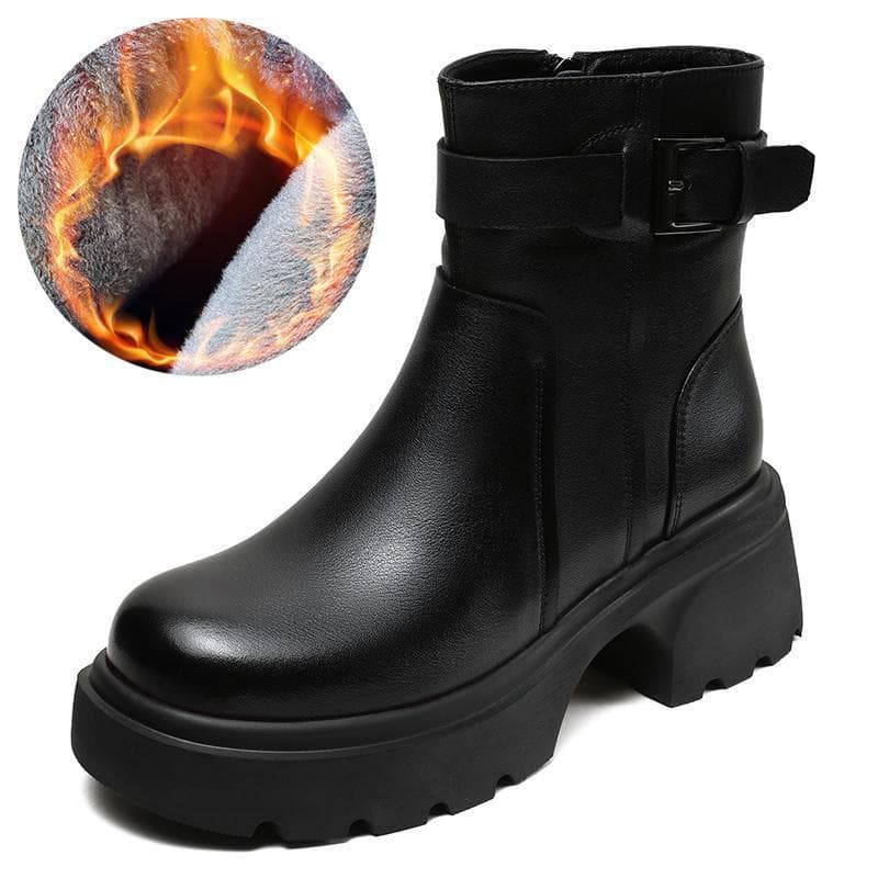 Bottines Martin en cuir souple véritable pour femme, automne-hiver, doublées polaire, chaudes, style coréen, polyvalentes, petites et légères.