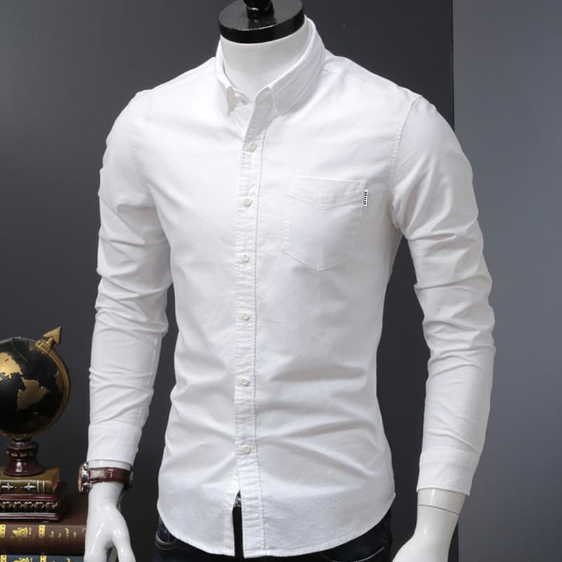 Chemise à manches longues printemps automne nouvelle version coréenne tendance en pur coton pour homme, décontractée et élégante.