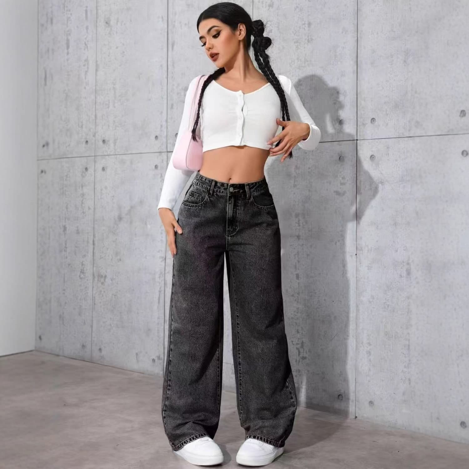 ​​High-Waist Straight Leg Jeans For Women - Light Wash Relaxed Fit Wide Leg Denim Pants (S-5XL, Black, Blue, Grey)​​