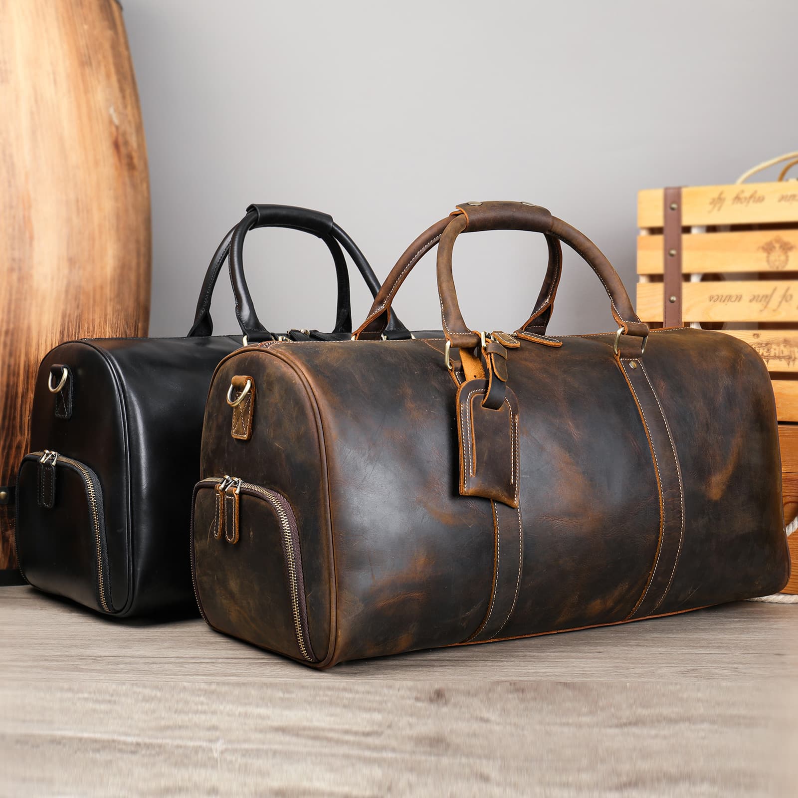 Luggage & Travel Bags Marant Crazy Horse Leather Travel Bag Large Capacity Shoe Compartment Travel Luggage Bag Genuine Leather Men's Travel Bag Spot