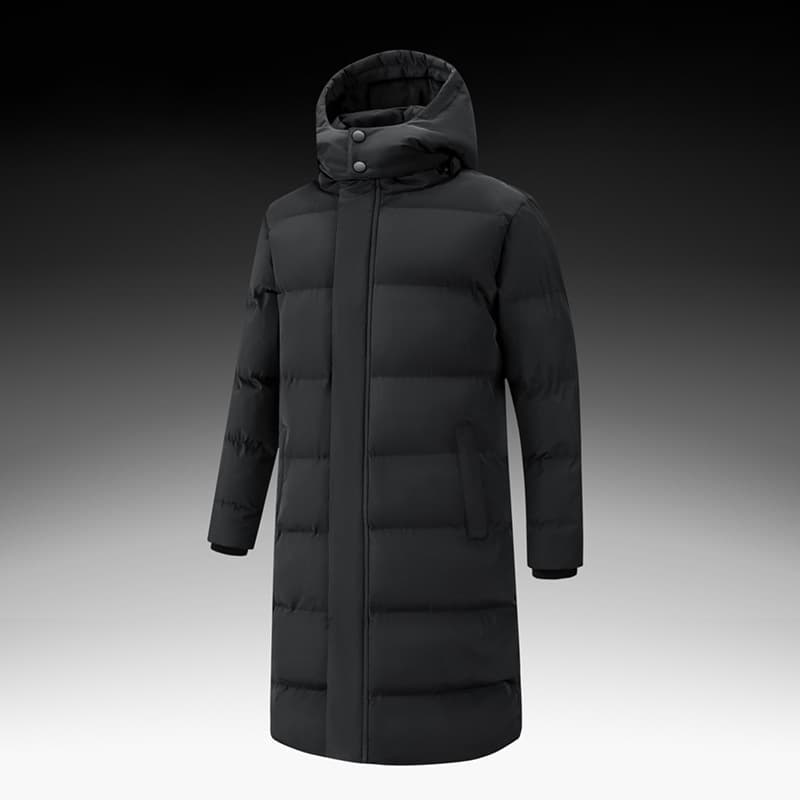 Long Puffer Coat With Detachable Hood – Winter-Ready Polyester Shell & Insulation (L-6XL, Windproof, Machine Washable)