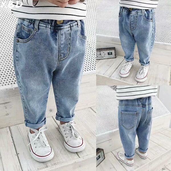Children's clothing, children's pants, spring and autumn baby stretch jeans, boys, stylish, girls, versatile loose trousers, Korean style trendy