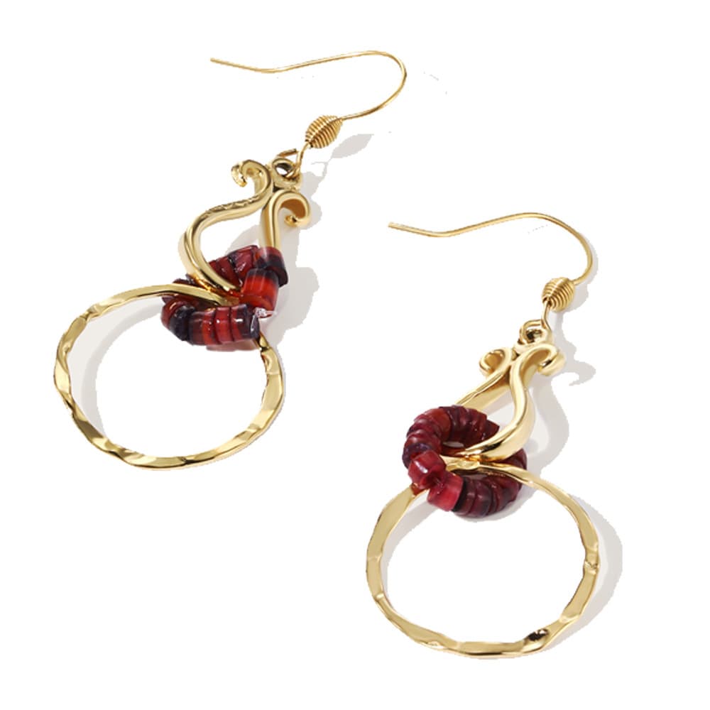 Women's Jewelry French Retro Gourd Titanium Steel Earrings High Grade Wine Red Geometric Circle Niche All Match Middle Aged Earring