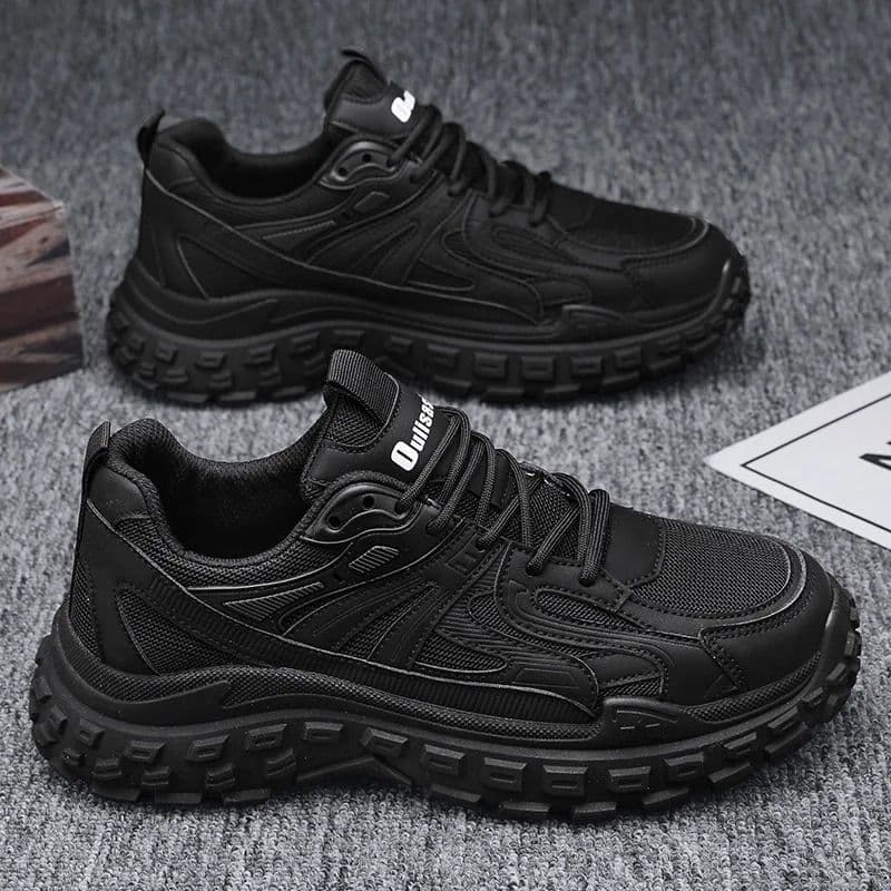 Casual Sneakers 2024 Black Fashion Platform Shoe Outdoor Mesh Breathable Vulcanized Sport Shoes For Men Erkek Ayakkabı