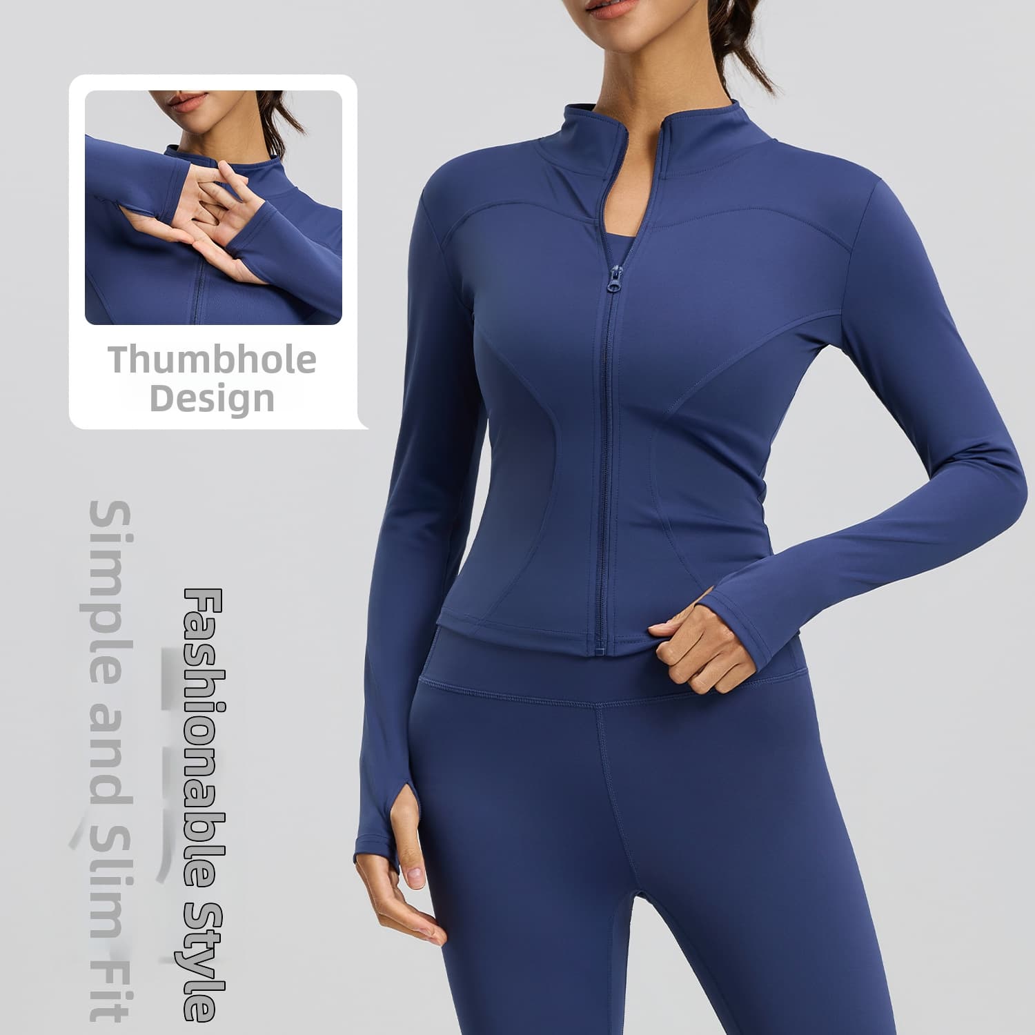 Juyitang Women's Stand Up Collar Slim Fit Stretch Sports Top Yoga Jacket For Fitness Running And Cycling