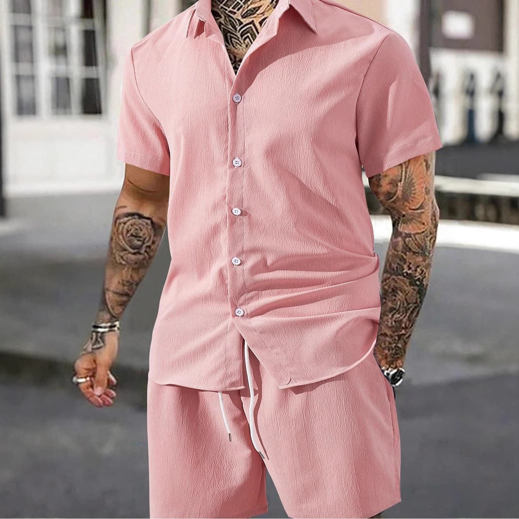 Men's Clothing Summer Short Sleeved Shorts Suit Sports Leisure Vacation Two Piece Suit