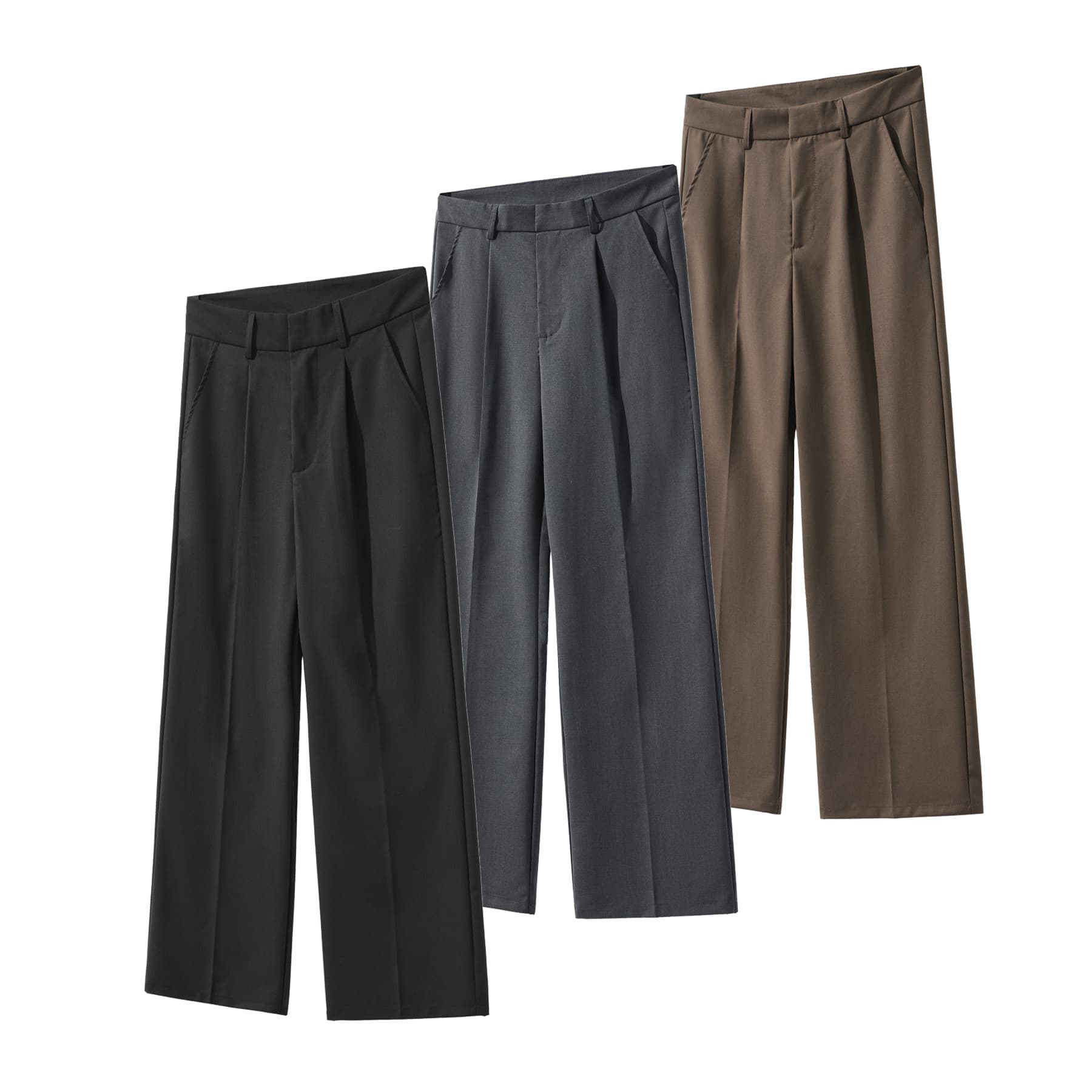 Men's Clothing Spring And Summer New TR Pleated A Line Casual Wide Leg Loose Straight Casual Trousers Men's Cleanfit Trend