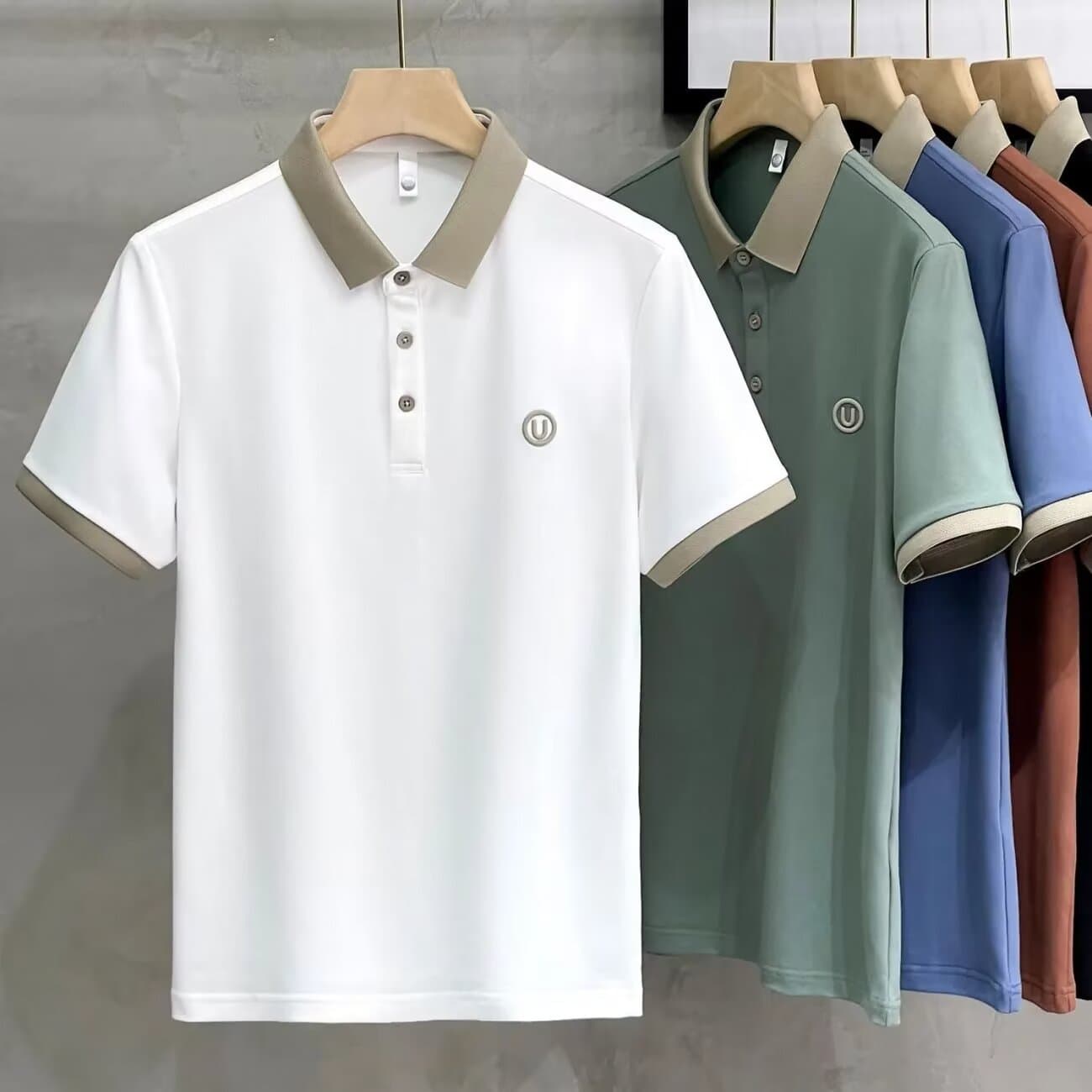Men's Summer Short Sleeve Polo Shirt – Light Luxury Embroidered Collar, Contrast Color & Breathable Fabric, Relaxed Fit (M-5XL)