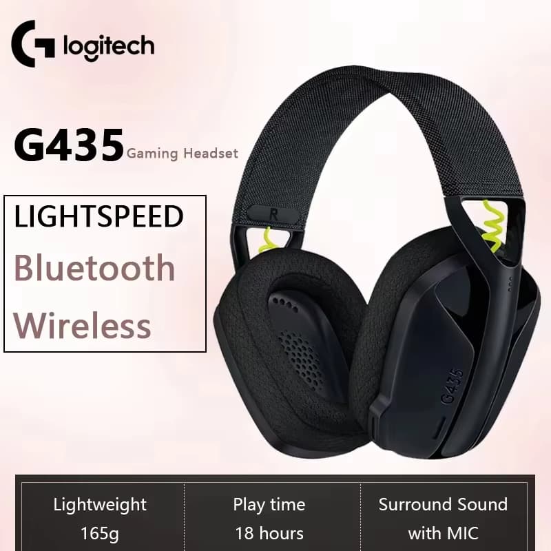 Logitech G435 Bluetooth Wireless Gaming Headset 7.1 Surround Sound Compatible Gaming And Music Built-in Microphone Headphones