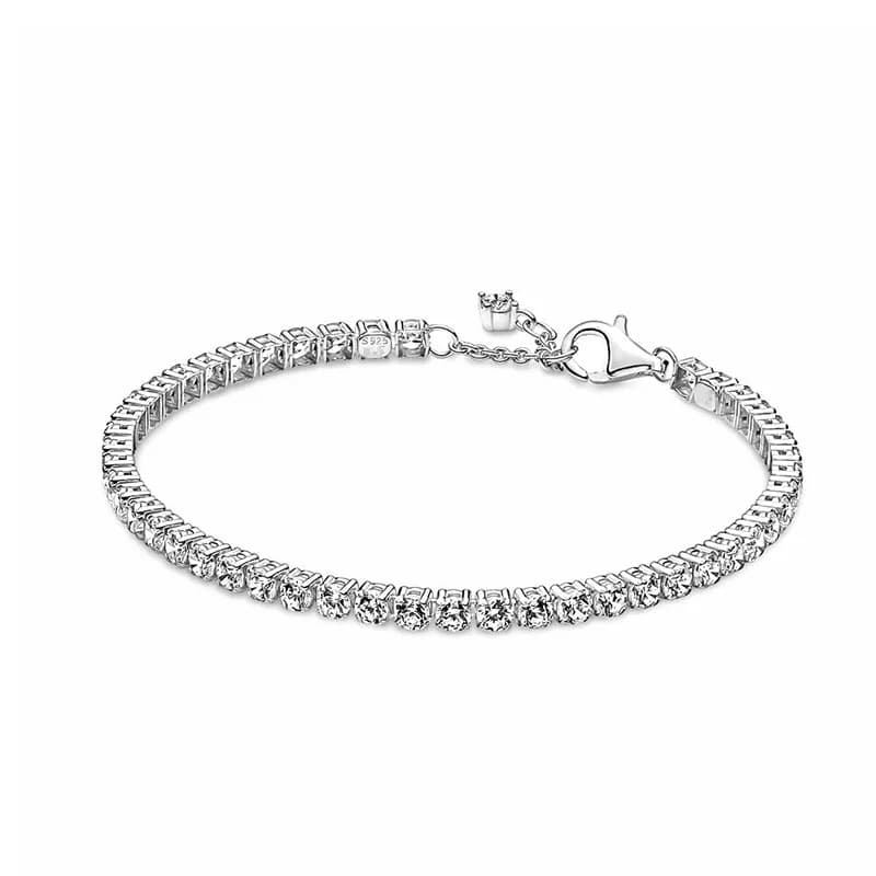 S Sterling Tennis Charm Bracelets For Women Girls Bling Diamond Shining Crystal CZ Zircon Pure Sier Love Designer