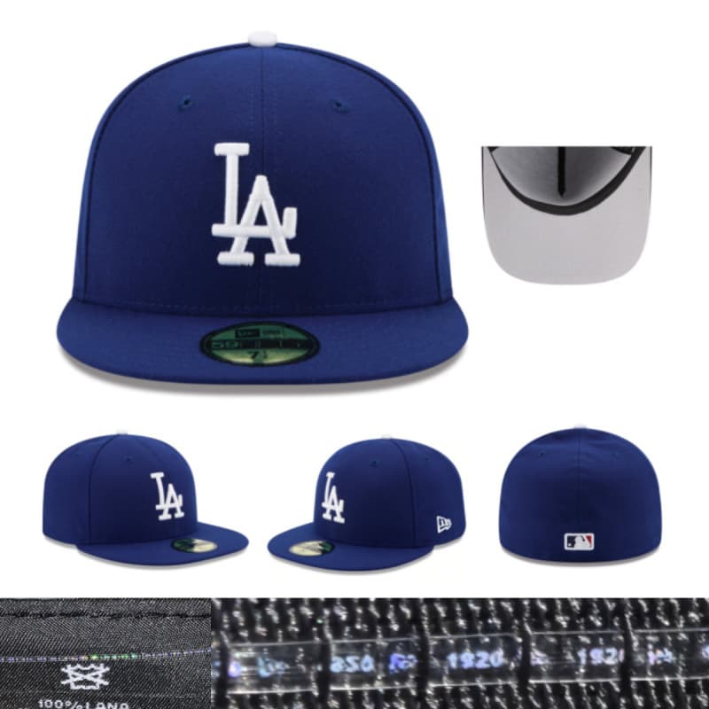 Casquette fermée de baseball brodée de haute qualité, style classique transfrontalier, de la Ligue sportive américaine, avec visière plate.