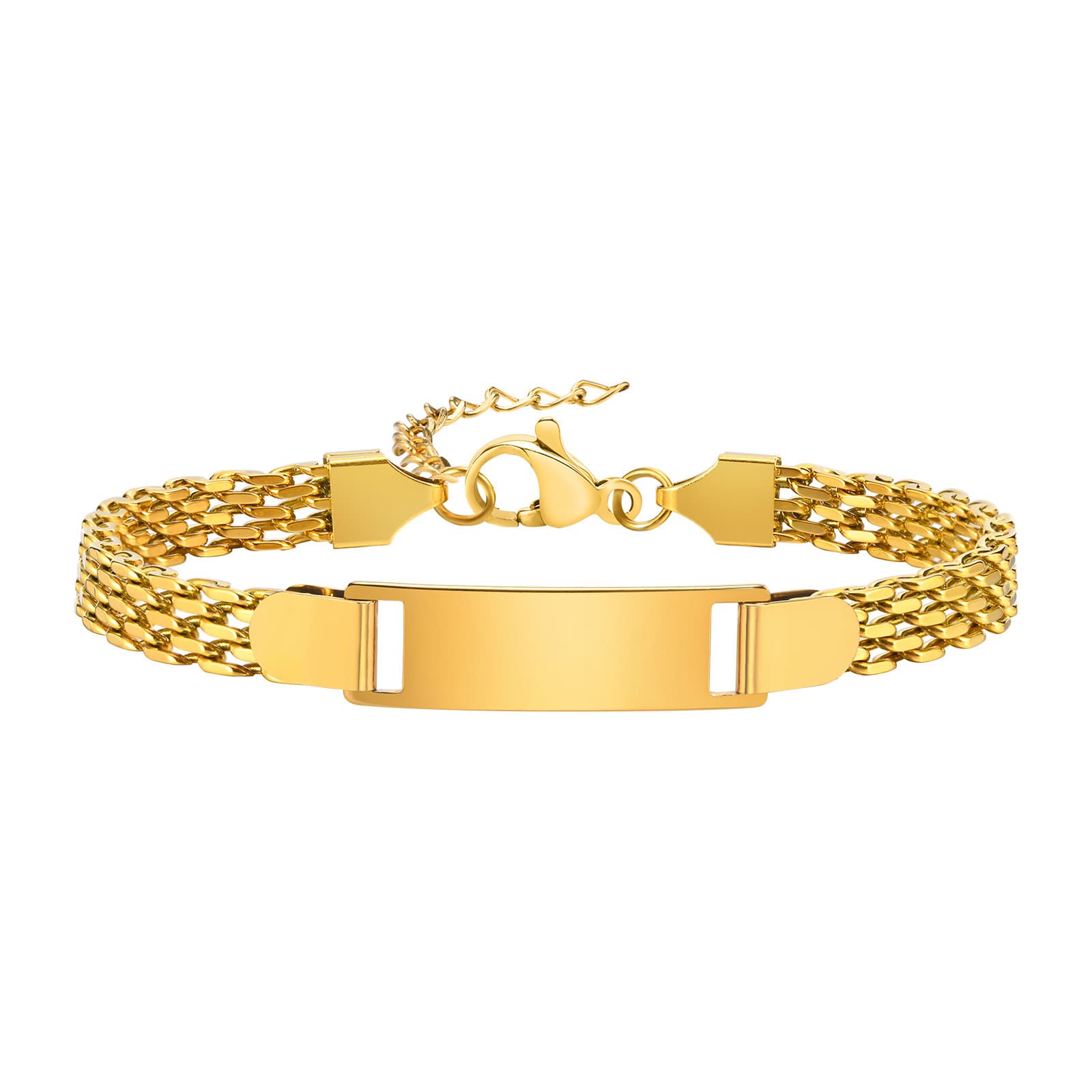 Women's Jewelry Stainless Steel Mesh Bracelet Ladies And Children's Bracelet Titanium Steel Blank Curved Plate Can Be Engraved DIY Bracelet