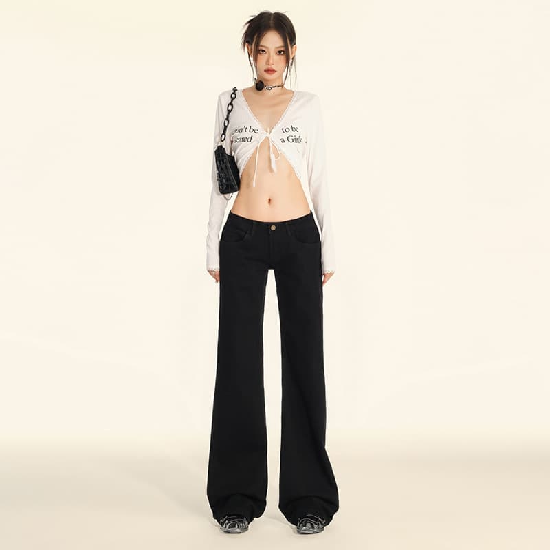 Women's Clothing Low Waist Wide Leg Flared Pants Slim All Match Flared Pants Trend