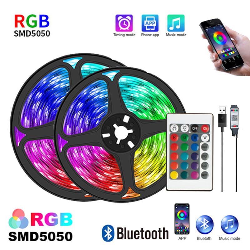 5V5050RGB colorful LED light strip 30 lights infrared mobile phone Bluetooth APP background music self-adhesive soft light bar