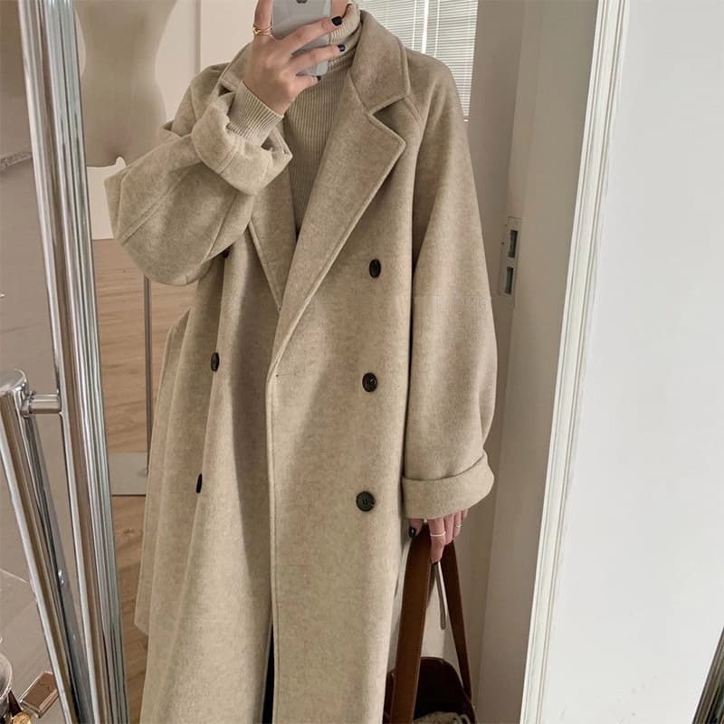 Women's fashion double breasted women's tweed coat coat