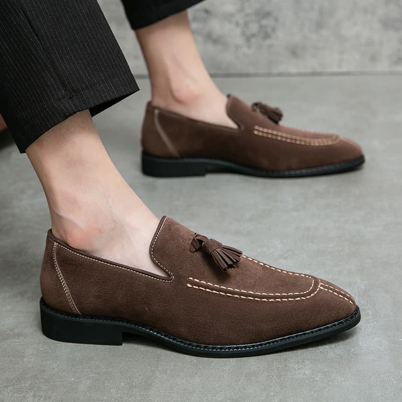 Large Size Anti Plush Spring British Loafers, Tassel Hoodies, Men's Shoes, Business Casual Leather Shoes