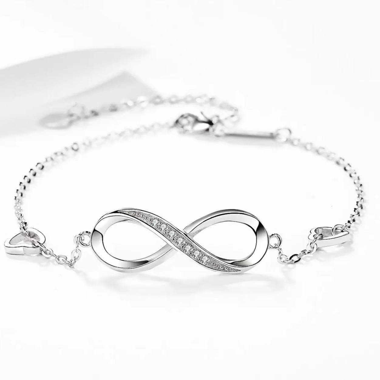 Niche S Pure Silver 8-Character Micro Inlay Bracelet For Women Infinity Symbol Heart