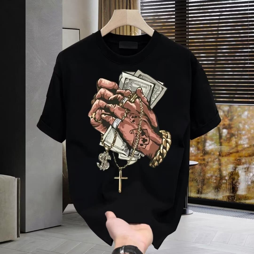Men's Clothing Brand Style Simple Fashion Pure Cotton Half-sleeved T-shirt Men's Loose Heavy All-match Light Luxury High-end Short-sleeved Men