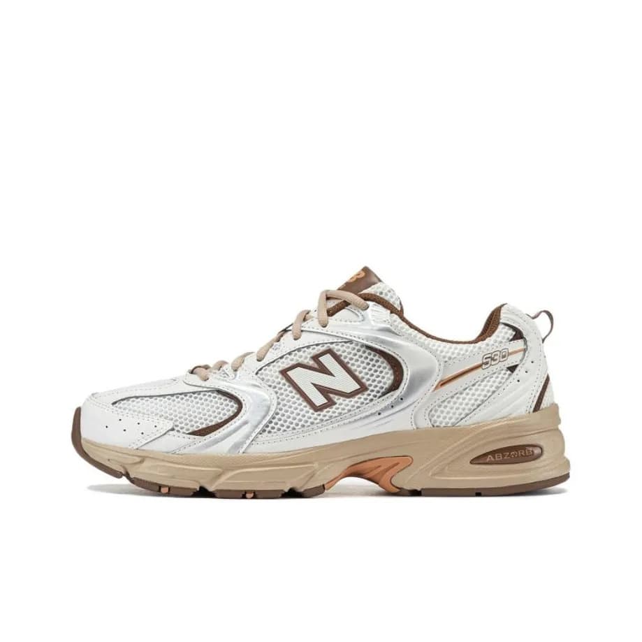 Nouvelles baskets basses Pure Original Nb530 Retro SiL Ver blanches en maille, style « dad shoes », pour la course à pied.