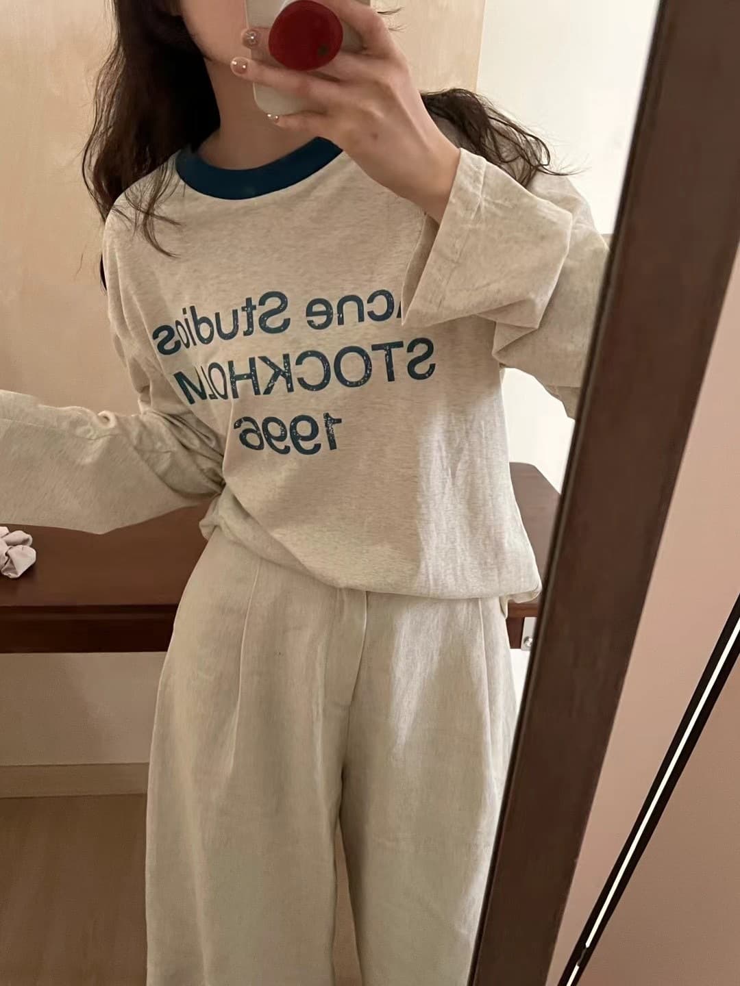 Version correcte du nouveau modèle 26, lettre avec impression du chiffre 1996, t-shirt ample à manches longues en coton-lin vieilli