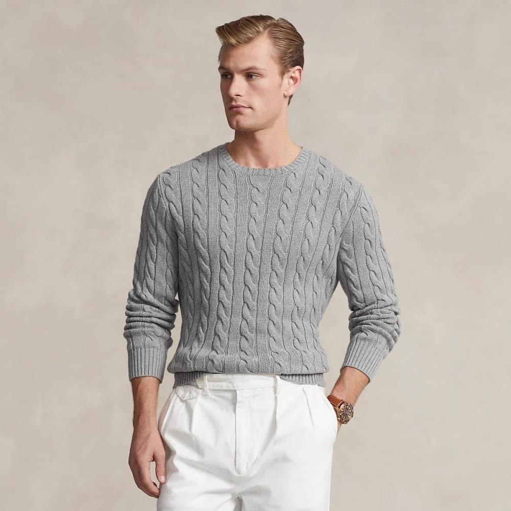 Pull classique en maille torsadée pour homme - Pull ras du cou en coton respirant pour l'automne et l'hiver (plusieurs couleurs et tailles)