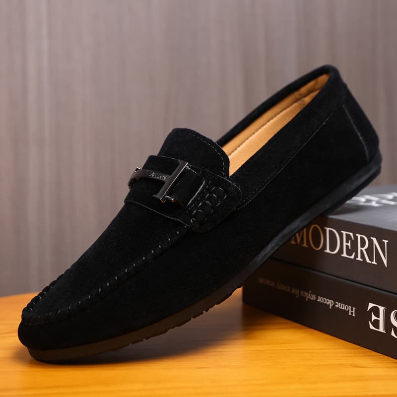 Lefu Single Low Top Round Head Lazy Men's 2025 Comfortable Handmade Leather Shoes, Soft Sole, Casual One Step Kick
