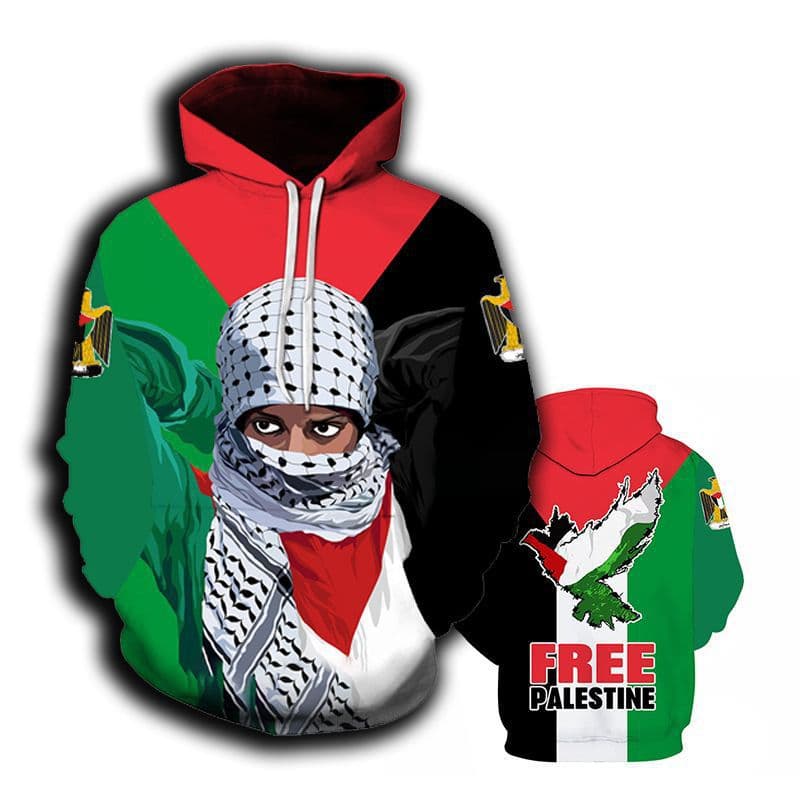 2023 Cross Border Peace Free Palestine Freedom Carefree 3D Digital Print Hooded