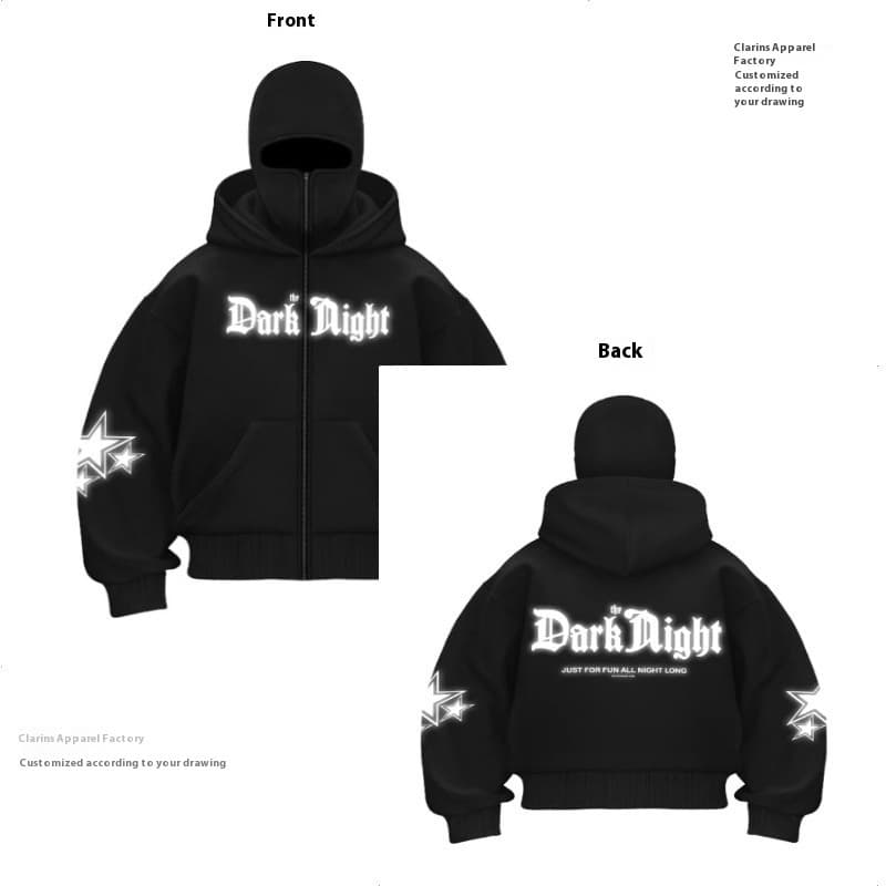 Men's Double Hood Zip-Up Hoodie - Balaclava Streetwear Jacket