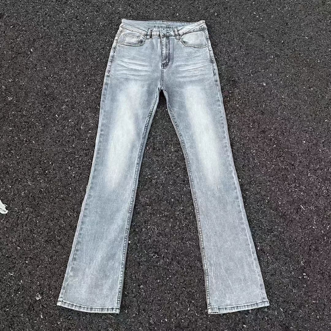 Men's Clothing Fashionable Loose Stretchy Women's Flared Stretch Jeans – Vintage Light Wash Bell Bottom Pants With Comfort Fit (Glacier Blue)​