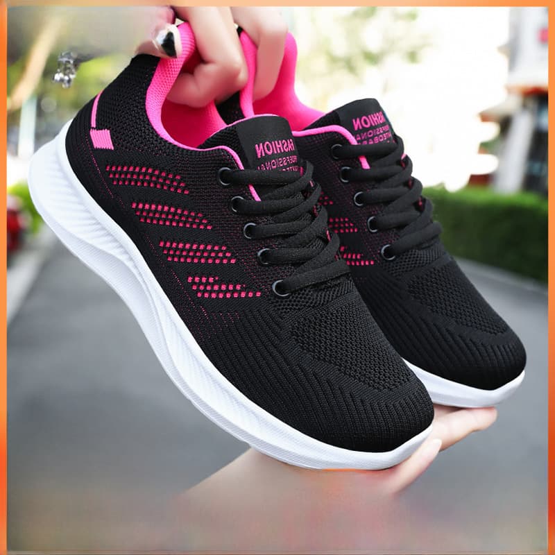 Shoes Women's 2024 Leisure Soft Sole Sneakers Breathable Single Shoes Flying Mesh Shoes Wholesale Running Shoes Women