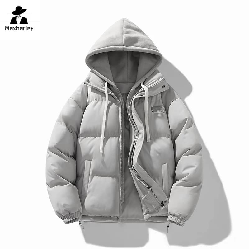 Men's And Women's Winter Jacket, Fake Thick Hooded Coat, Korean Trend, 2 Pieces, Cotton Padded Warm Coat, Japanese Style, New Collection