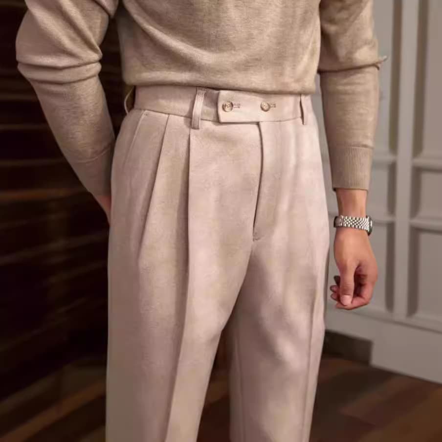 Men’s Clothing Men's Suit Pants Light Mature Retro Business Naples Drop Straight Slim Casual Suit Pants Men Commuting