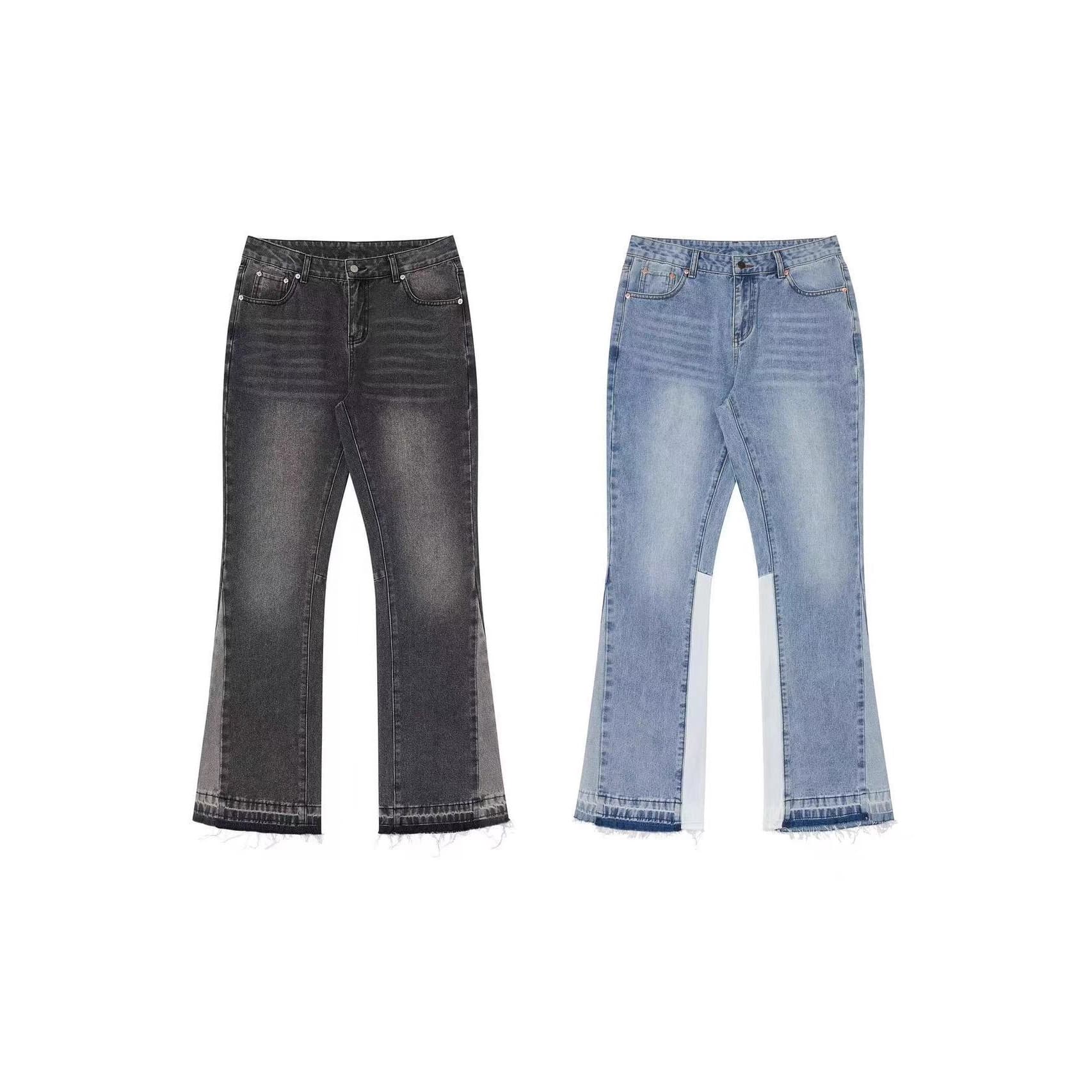 Vintage Washed Denim Jeans – Men’s High Street Wide-Leg Bootcut Jeans With Fringe Detail (S-XL)​