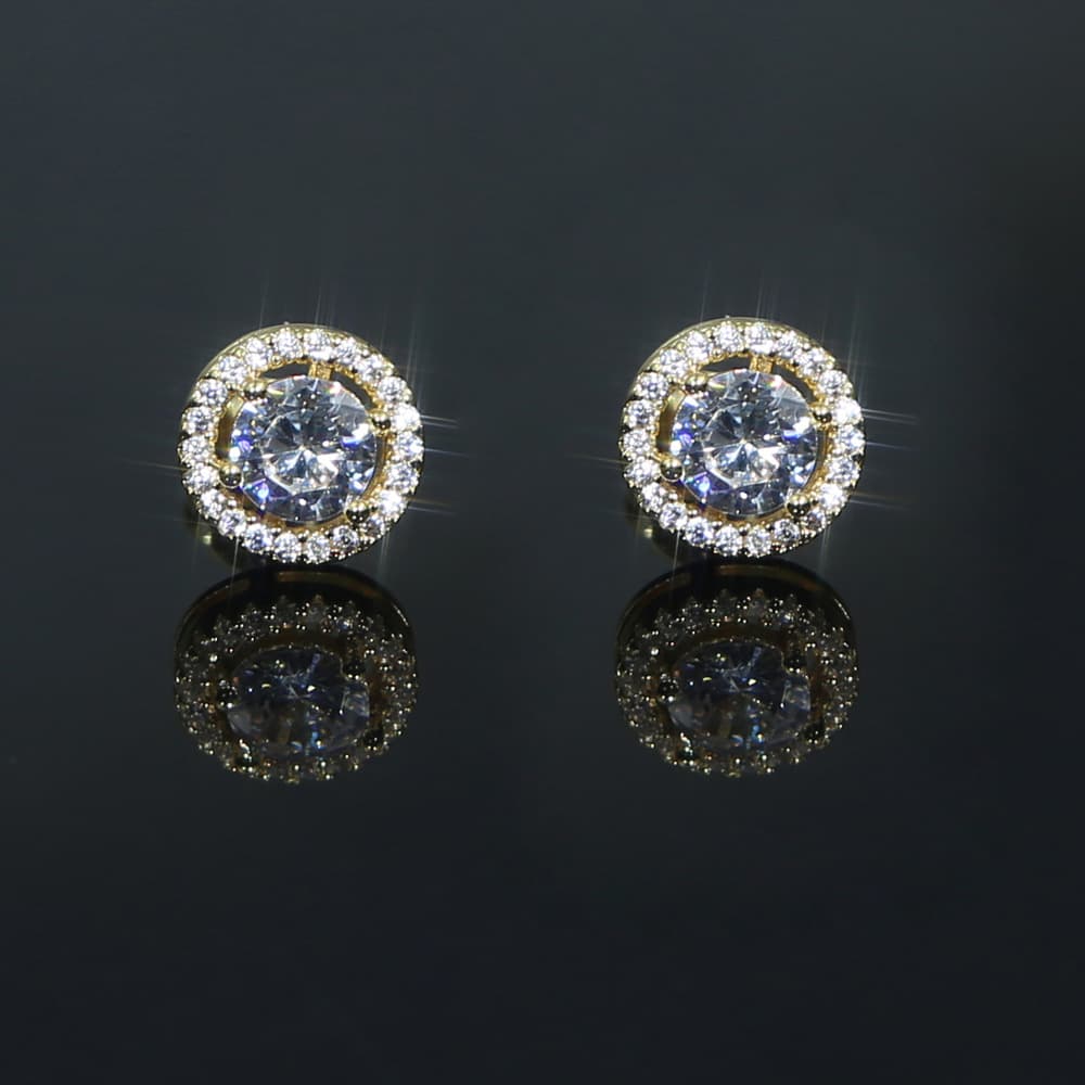 Nouvelles boucles d'oreilles rondes en zircon et diamant pour homme