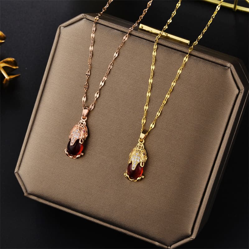 New Year's Lucky Pixiu Titanium Steel Necklace for Women with Gold Plated Net Red Collar Chain Trendy Fashion Jewelry