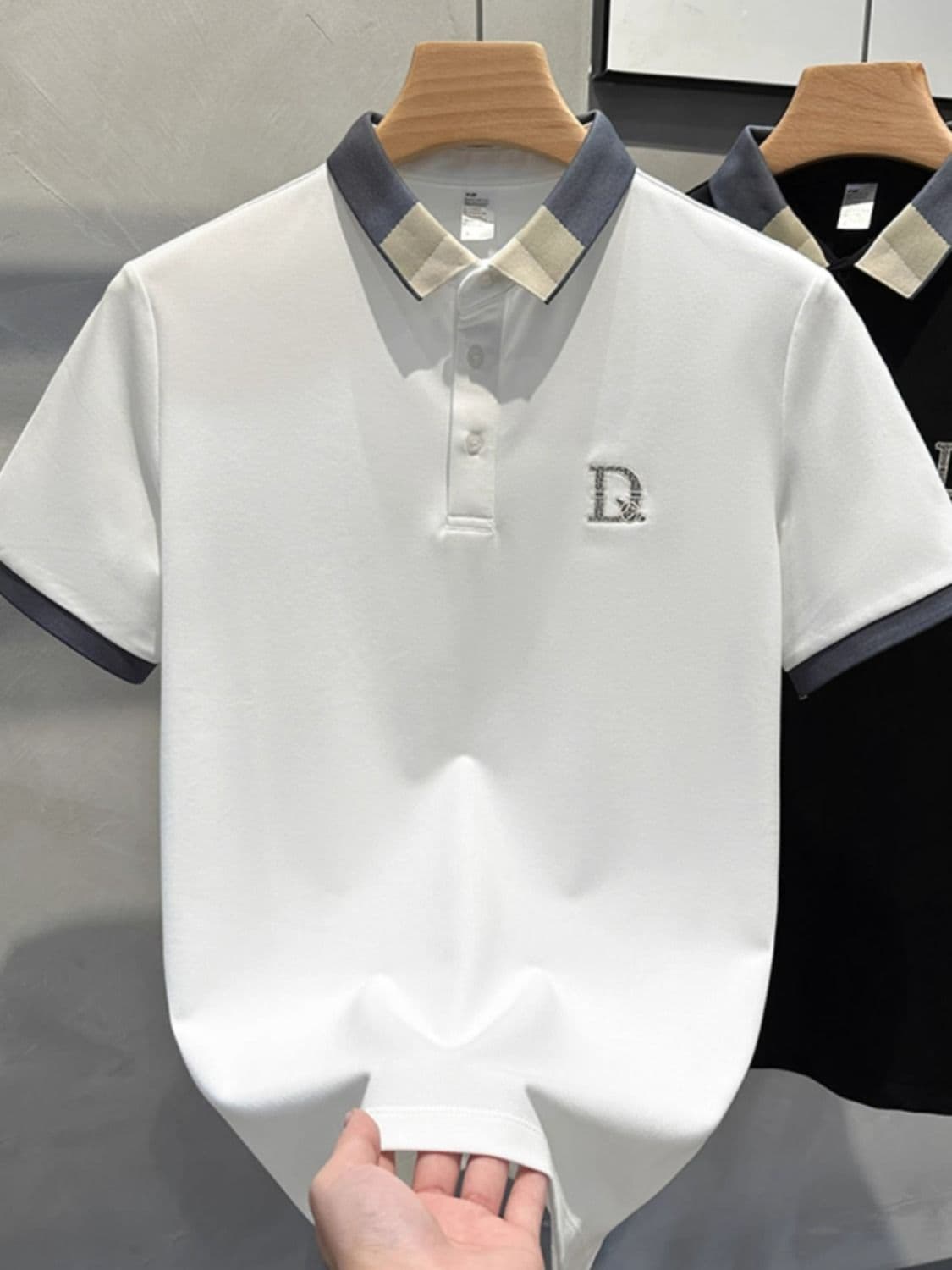 European Fashion Brand Business Polo Shirt Short Sleeved Men's Summer Embroidered Lapel Casual Versatile Design