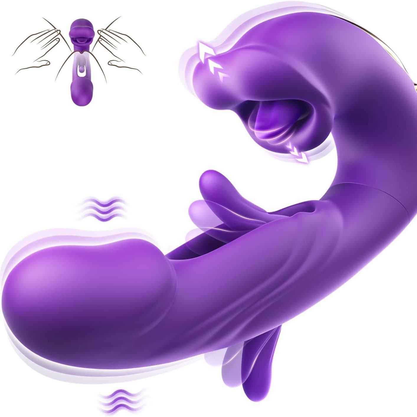 Female 7 Frequency Sucking And Triggering G Spot Masturbator 3 In 1 Mouth Slapping And Licking Tongue Vibrator