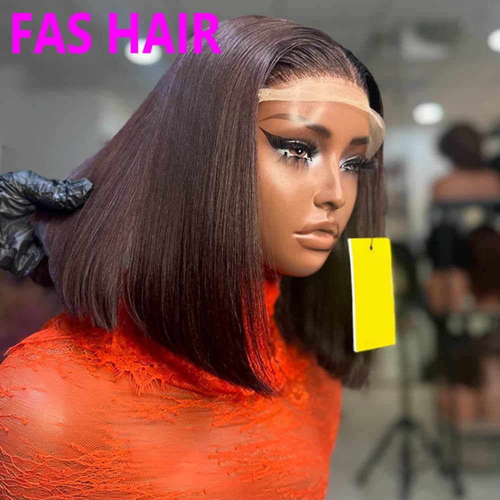 Coco Brown Bone Straight Bob Wig - 100% Human Hair (Dark Brown, Natural Look, Medium Length, Heat Resistant)​