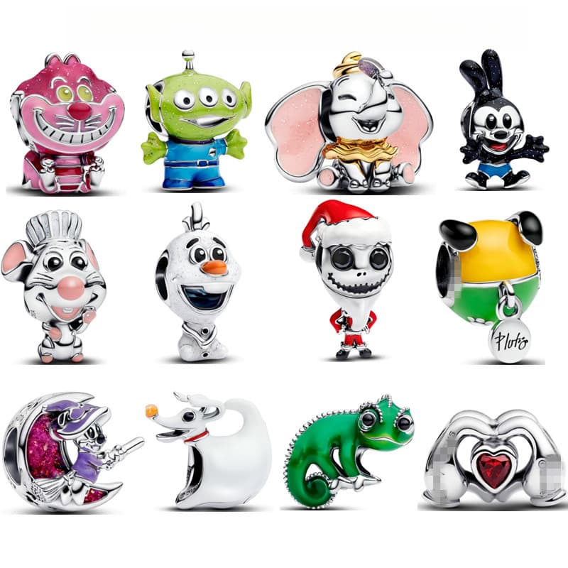White Copper Silver Plated Cartoon Series Doll Loose Beads