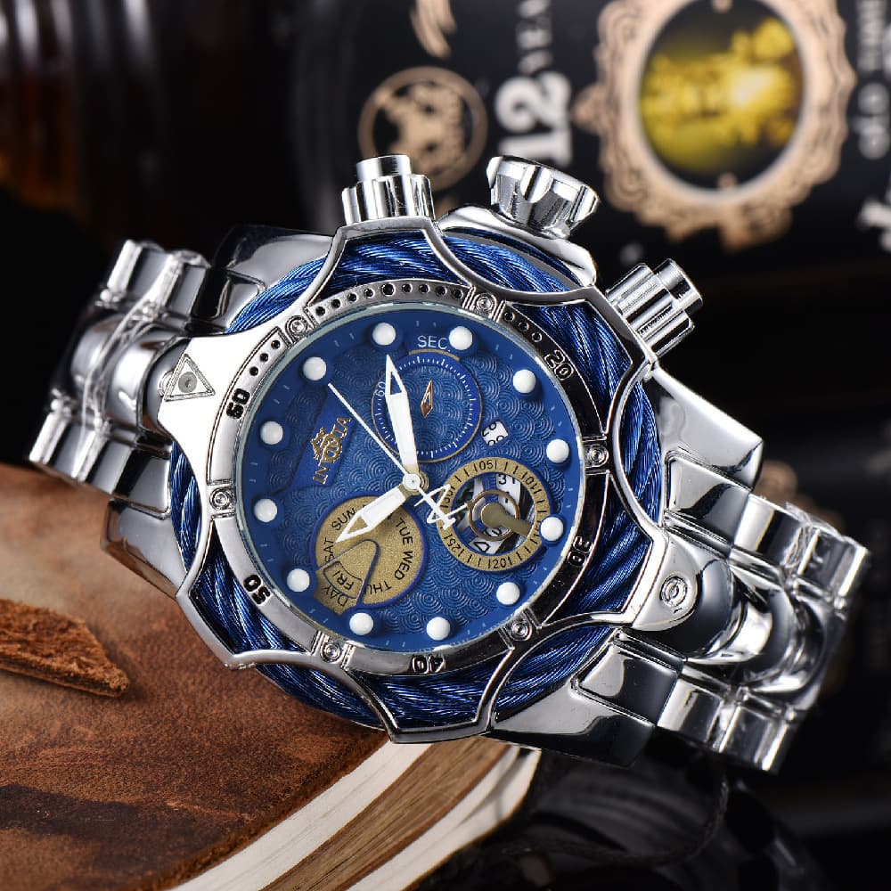 New light luxury fashion men's large dial steel band sports watch